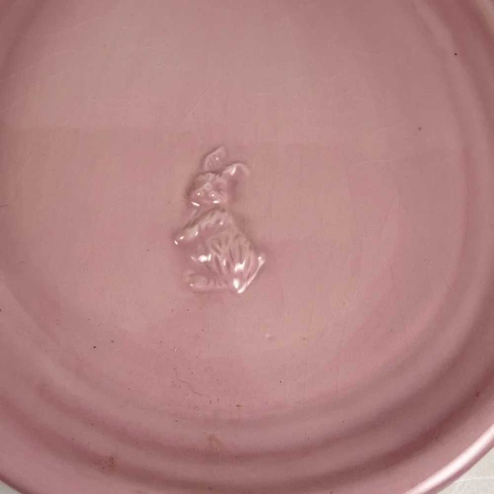 Williams Sonoma Easter‎ Egg Shape Embossed Bunny Plates Pastel Set of 2